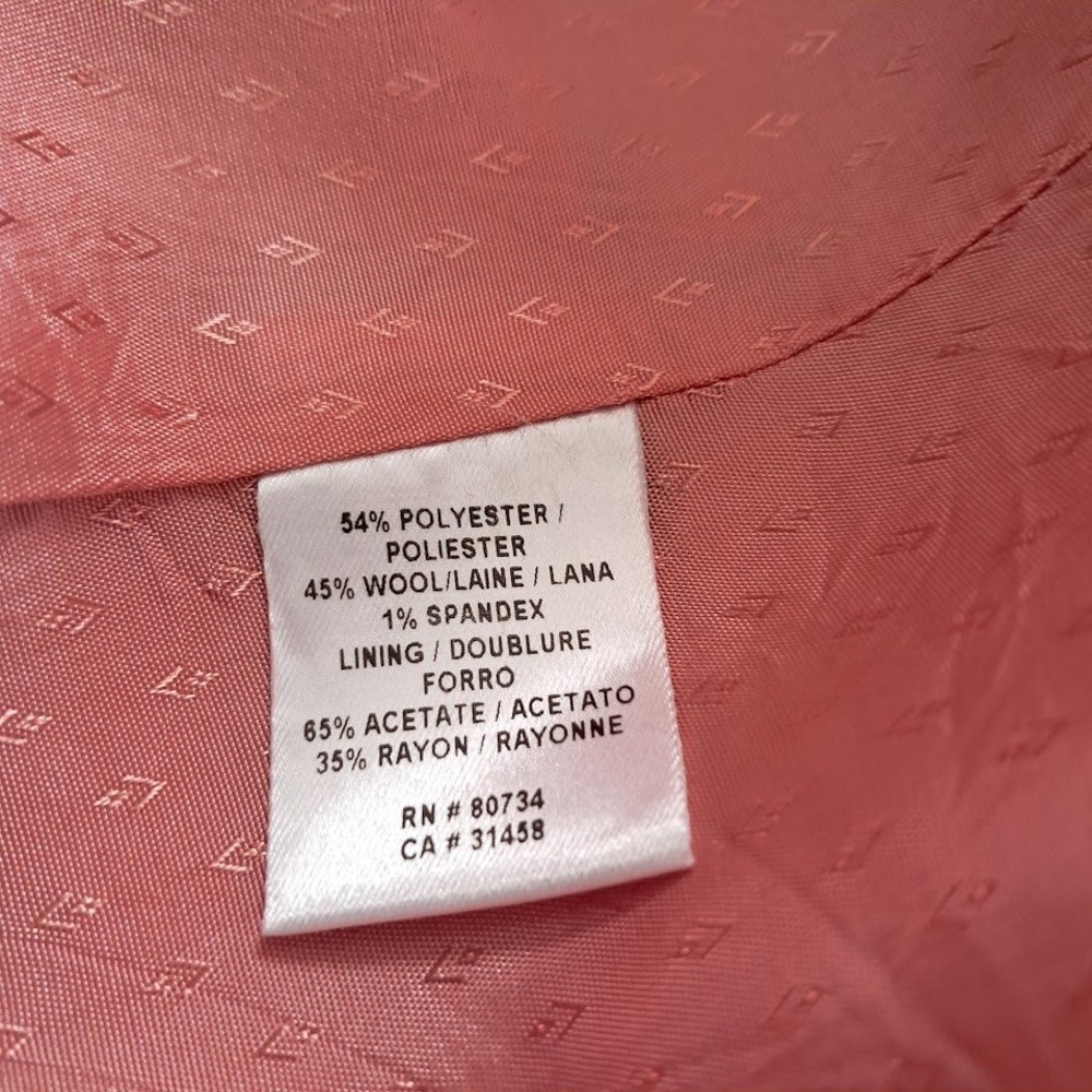 BCBGMAXAZRIA Coral Pink Herringbone Wool Blend Tailored Blazer Jacket XS - Picture 8 of 9